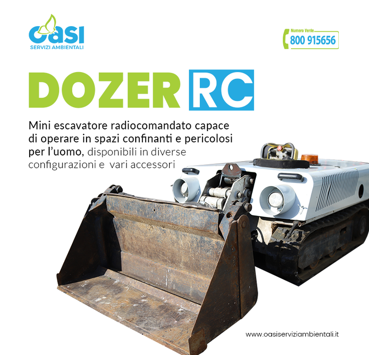 Oasi - Servizi Ambientali Sicilia possiede nel proprio parco macchine il #DOZER #RC, un mini #escavatore #radiocomandato capace di operare in #spazi #confinati e #pericolosi per l’uomo.